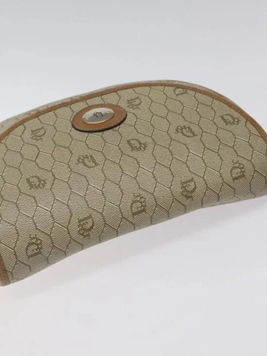 Christian Dior Honeycomb Canvas Shoulder Bag PVC Beige Gold Auth BA1892 - Picture 6 of 16